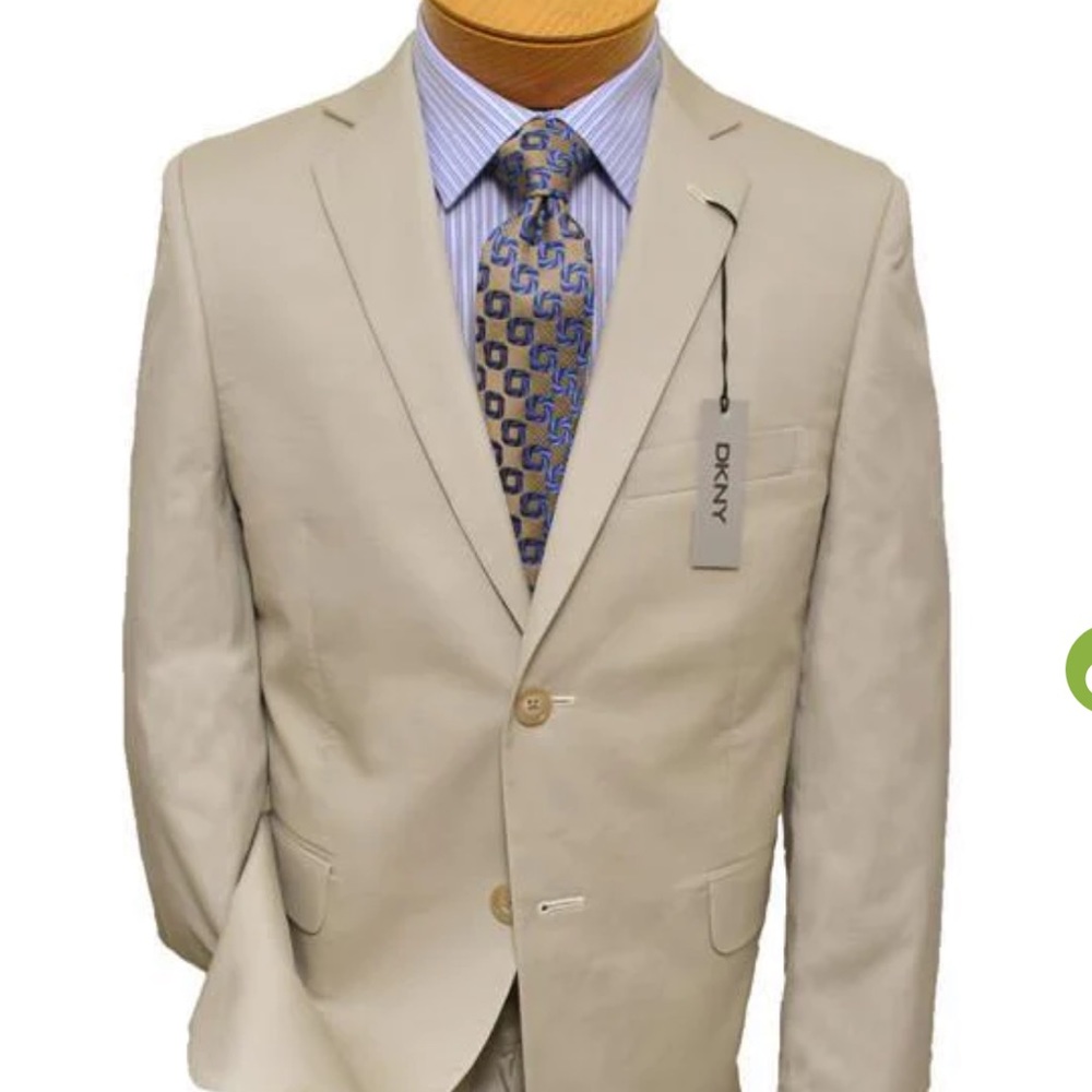 DKNY 100% Cotton Boy's Suit Coat- Poplin - Stone BOYS SIZE 20 R